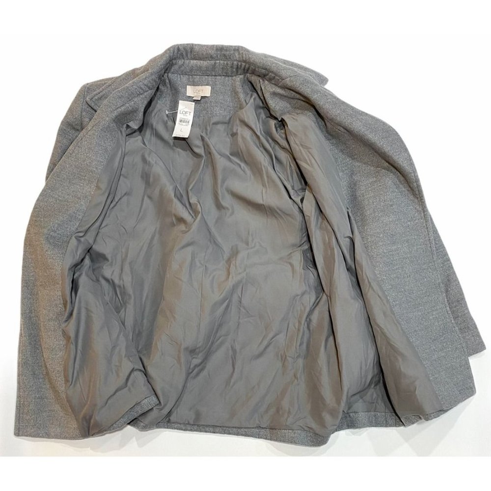 NWT Ann Taylor LOFT Coat Sz LARGE Gray Belt Pockets - Picture 3 of 5